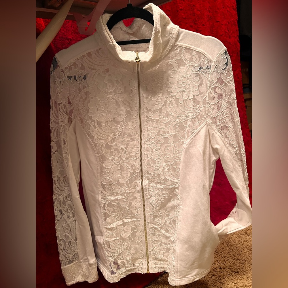 Boston Proper White Lace Jacket with matching pants